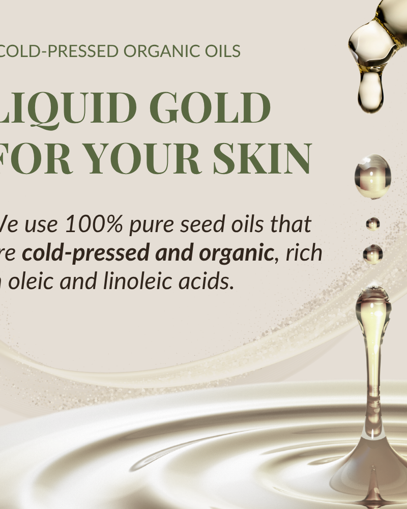 A drop of IREN Shizen DROP OF DEW Moisturizing Facial Oil, packed with cold-pressed organic seed oils rich in oleic and linoleic acids, supports skin barrier repair for a radiant, healthy glow. #show-lang-en