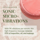 The SKIN GENIE PRO Cleansing Brush + LED Light Therapy by IREN Shizen floats above water, featuring anti-aging sonic micro-vibrations, LED therapy, and the ability to remove 99% of impurities, oil, and makeup.