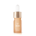 A bottle of GLOW-GETTER Renewal Serum by IREN Shizen with a gold label and white dropper cap on a white background, formulated to exfoliate skin and reduce whiteheads and blackheads for smoother, clearer skin.