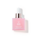 A square pink bottle of IREN Shizen BLOOM OF YOUTH Restoring Facial Oil with a white dropper cap, formulated for skin barrier repair with prebiotics and postbiotics, displayed on a plain white background.