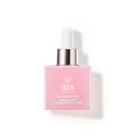 A square pink bottle of IREN Shizen BLOOM OF YOUTH Restoring Facial Oil with a white dropper cap, formulated for skin barrier repair with prebiotics and postbiotics, displayed on a plain white background.