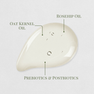 Iren Shizen's BLOOM OF YOUTH Restoring Facial Oil features oat kernel oil, rosehip oil, and prebiotics & postbiotics in a clear, lightweight formula to support a healthy skin barrier.