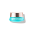 A blue jar of IREN Shizen FREEZE THE YOUTH Hydra Firming Cream with a rose gold lid is displayed on a plain white background.