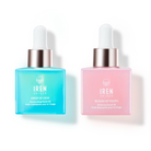 Two bottles of custom IREN Shizen SAMPLE Facial Oils on a white background.