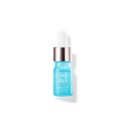 A QUENCH-UP Hydrating Serum from IREN Shizen, with a blue bottle and a white lid, on a black background.